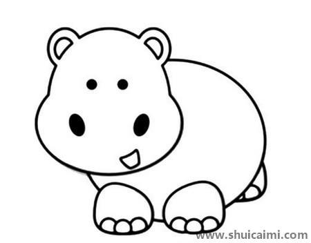 可爱河马儿童简笔画