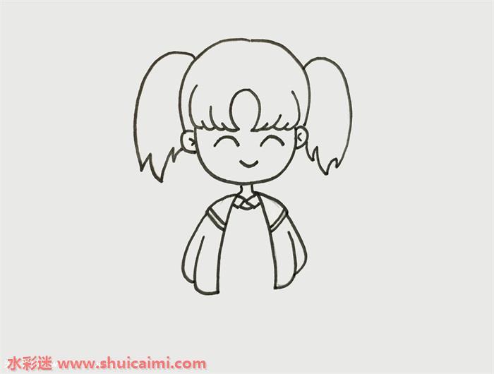 可爱小女孩卡通人物简笔画怎么画简单易画？