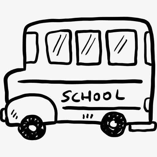 学校校车绘画简笔画 校车画法简笔画