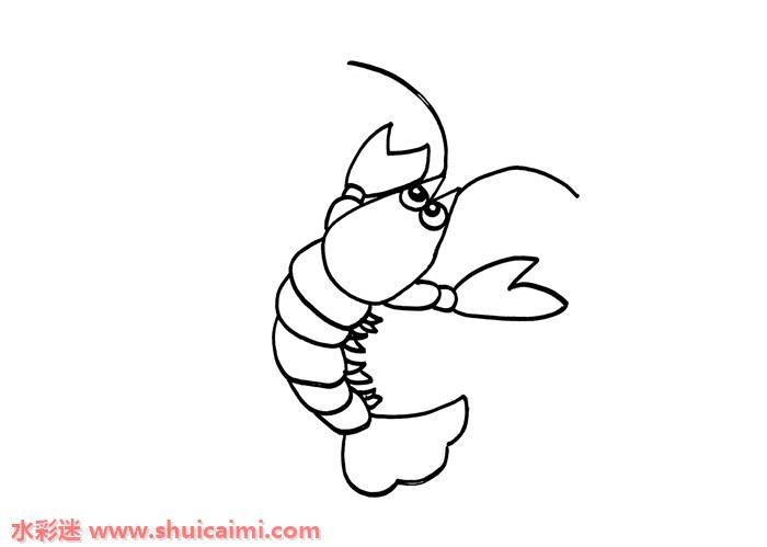 儿童画小虾怎么画 小虾简笔画图片彩色