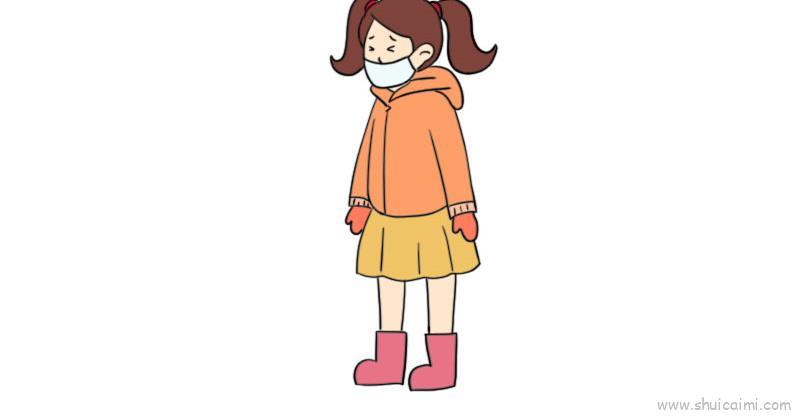 小孩戴口罩儿童画怎么画 小孩戴口罩简笔画画法
