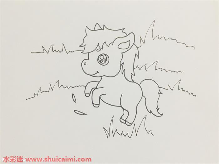 草原和马怎么画 草原和马简笔画图片大全带颜色