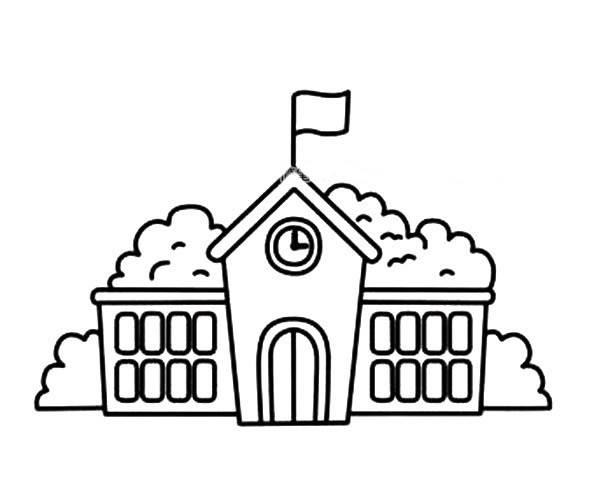 校园简笔画 校园简笔画小学教学楼