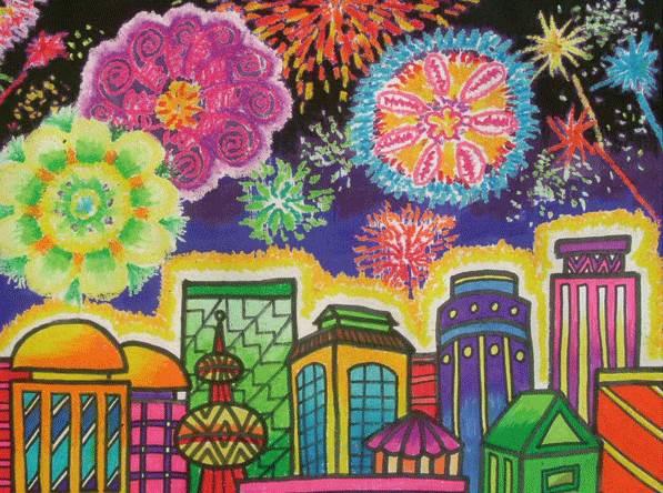 新年放烟花图片儿童画 新年放烟花图片儿童画简笔画