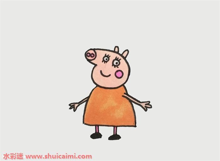 可爱猪妈妈怎么画简单又漂亮 小猪佩奇猪妈妈儿童简笔画步骤图