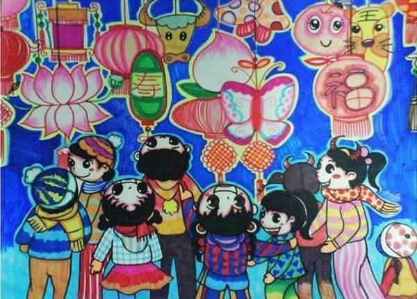 画一张过新年的绘画一等奖 过新年的绘画作品一等奖