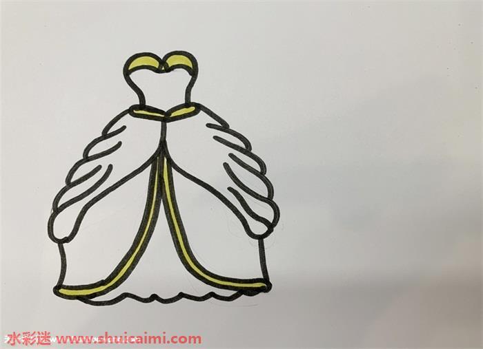 婚纱裙怎么画 婚纱裙简笔画简单易画彩色