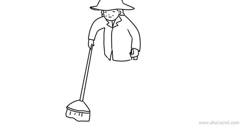 清洁工儿童画怎么画 清洁工简笔画好看