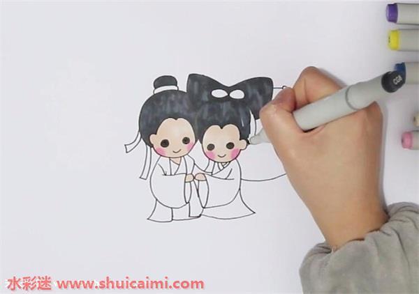 白娘子和许仙怎么画 白娘子和许仙简笔画彩色
