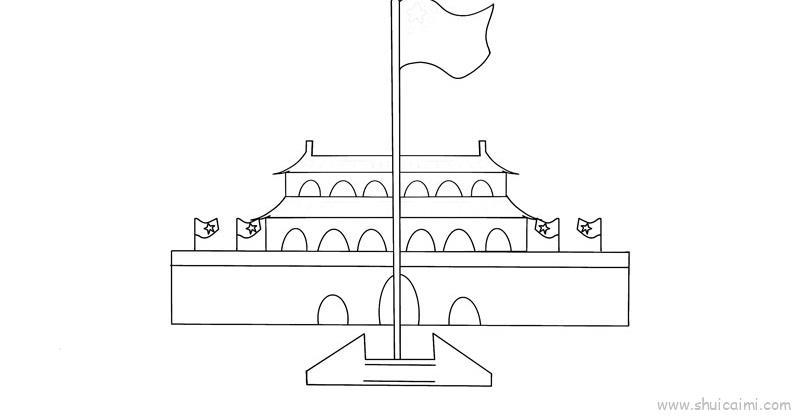 北京天门儿童画怎么画 北京天门简笔画顺序