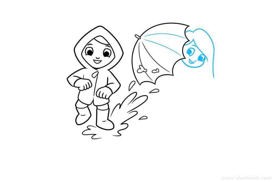 踩水坑怎么画 踩水坑简笔画简单又漂亮彩色