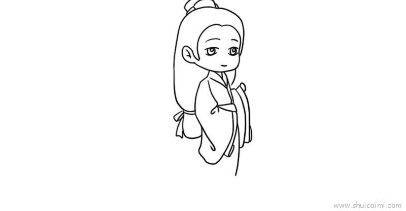 汉服女儿童画怎么画 汉服女简笔画简单