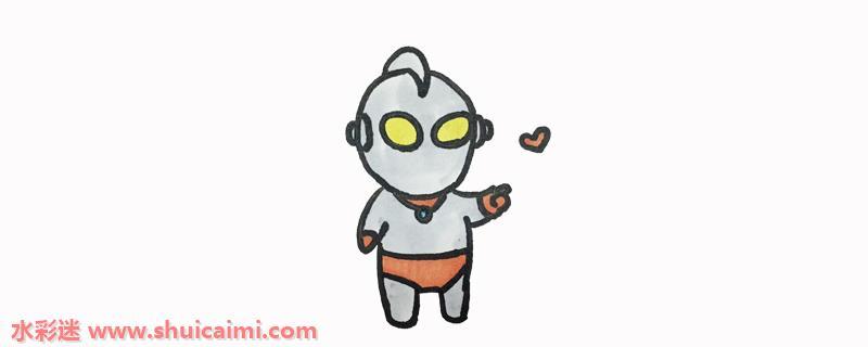 卡通创意的奥特曼艾克斯简笔画步骤图