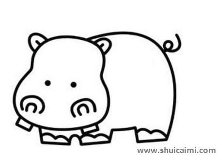 可爱河马儿童简笔画