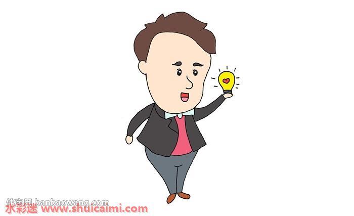 爱迪生与电灯怎么画 爱迪生与电灯简笔画图片大全带颜色