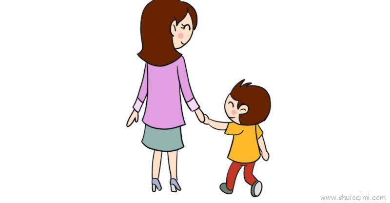 大手牵小手儿童画怎么画 大手牵小手简笔画画法