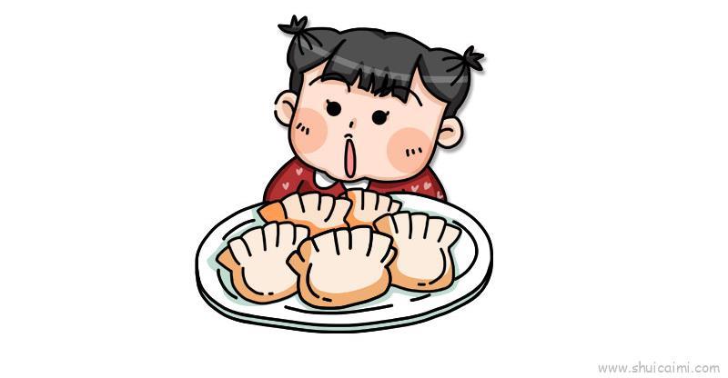 吃饺子儿童画怎么画 吃饺子简笔画图片大全