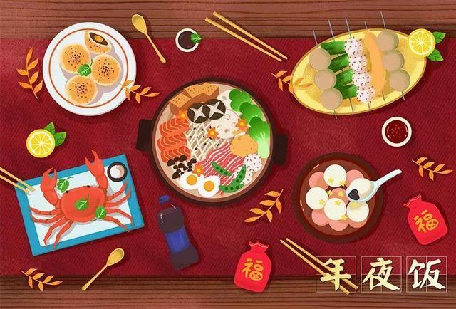 画一桌年夜饭简笔画 年夜饭简笔画简单又漂亮