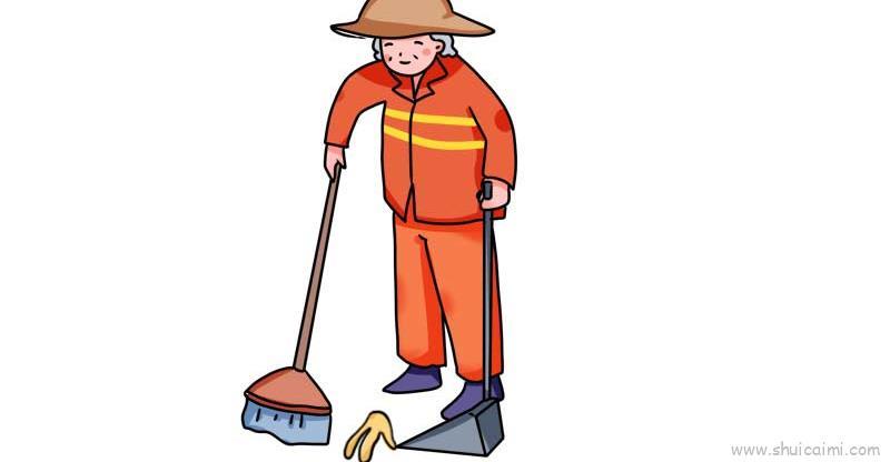 清洁工儿童画怎么画 清洁工简笔画好看