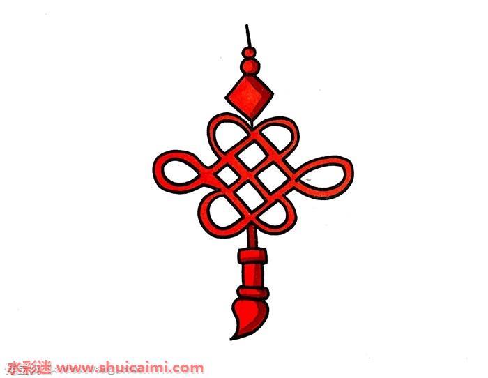 红色中国结怎么画 红色中国结简笔画彩色