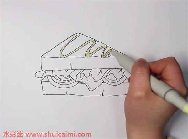三明治怎么画 三明治简笔画图片带颜色