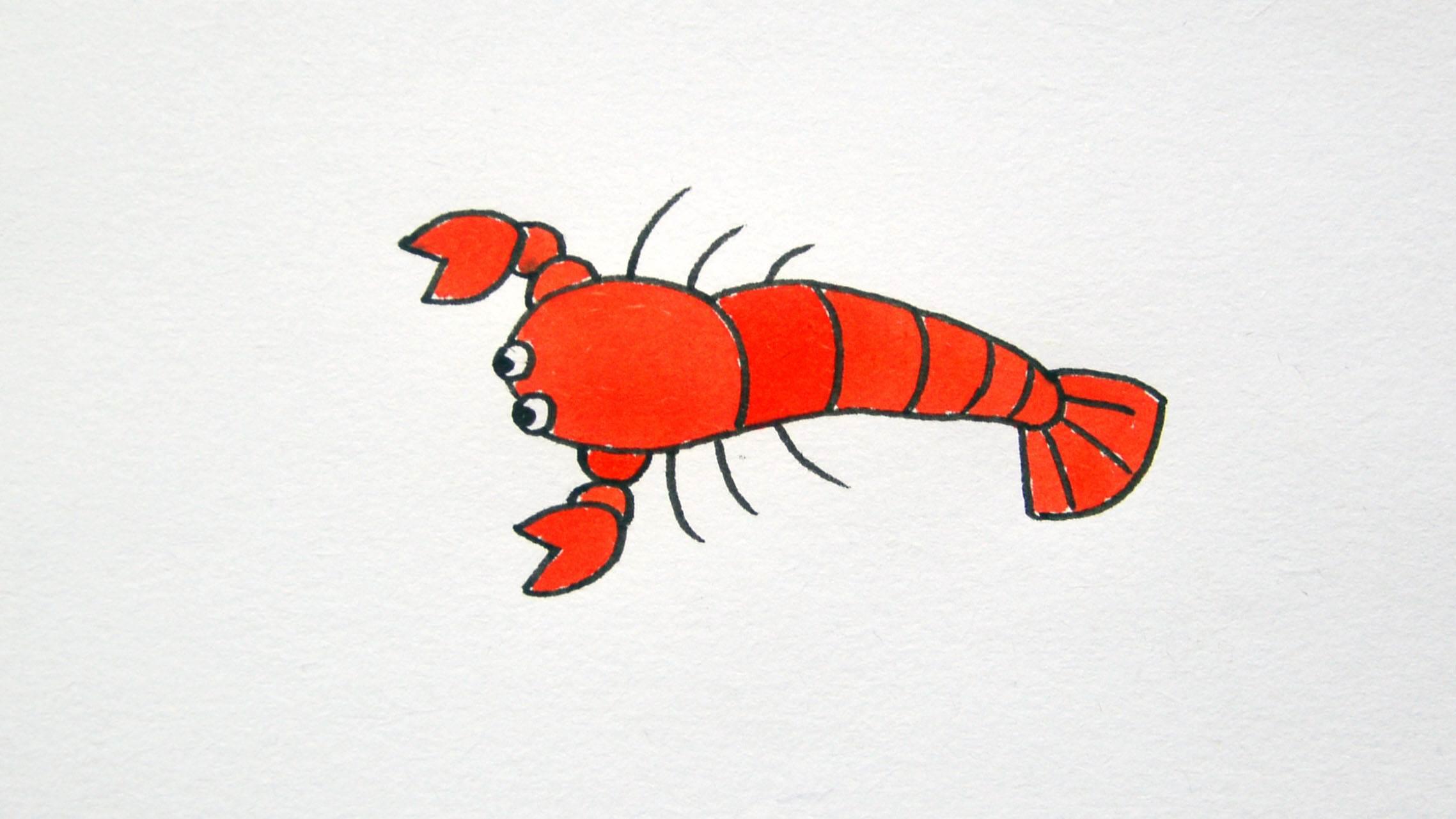 龙虾简笔画 龙虾简笔画彩色