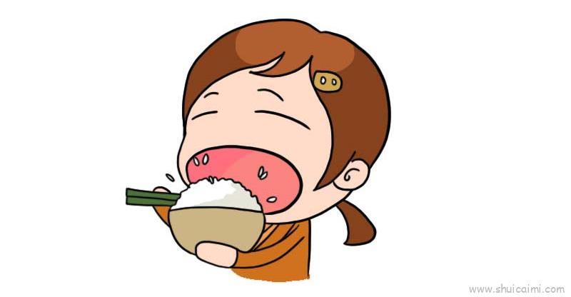 吃饭儿童画怎么画 吃饭简笔画画法