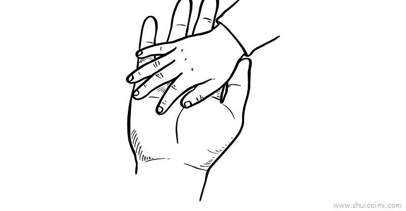 大手拉小手儿童画怎么画 大手拉小手简笔画步骤