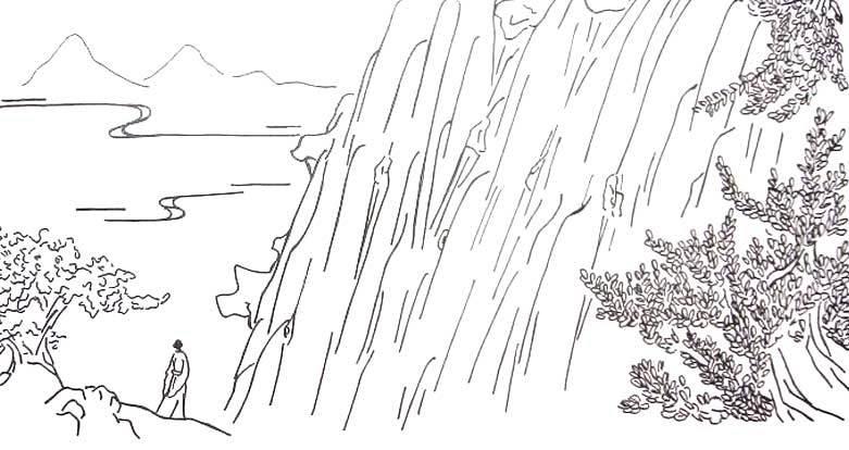 望庐山瀑布简笔画 望庐山瀑布简笔画图片