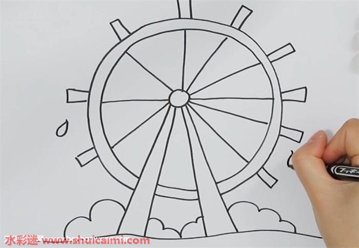 水车怎么画 水车简笔画简单好看带颜色