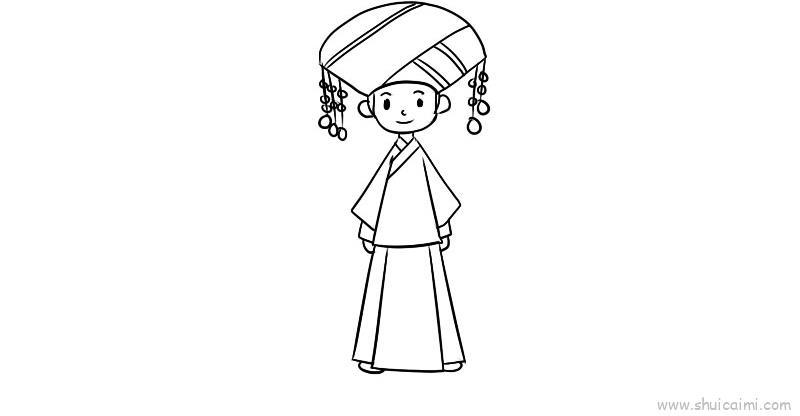 广西少数民族服饰儿童画怎么画 广西少数民族服饰简笔画顺序