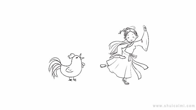 闻鸡起舞简笔画怎么画 闻鸡起舞简笔画顺序