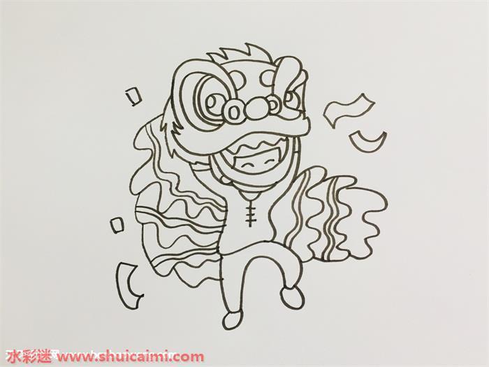 儿童舞狮怎么画 儿童舞狮简笔画简单又漂亮彩色
