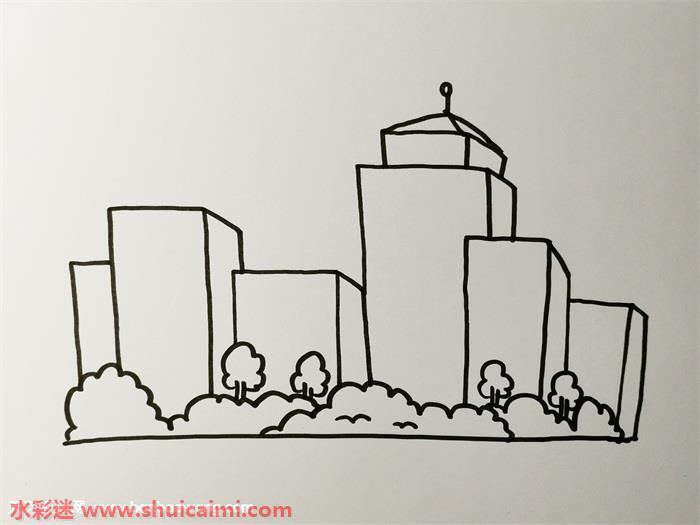 城市楼房带颜色怎么画 城市楼房简笔画画法
