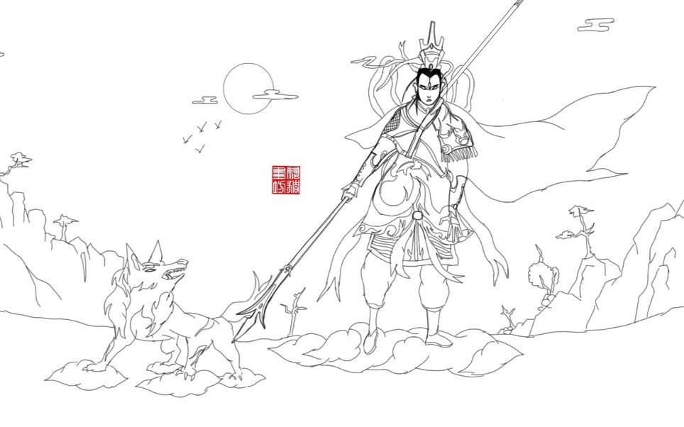 二郎神帅气简笔画 二郎神简笔画大全