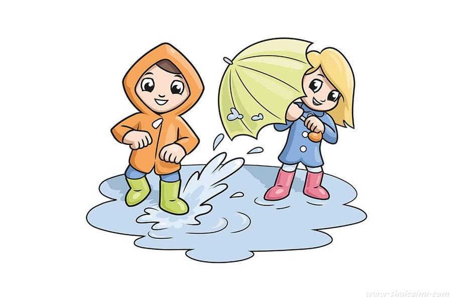 踩水坑怎么画 踩水坑简笔画简单又漂亮彩色