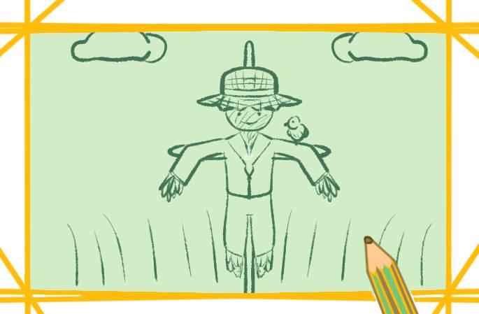 稻草人简笔画 稻草人简笔画彩色