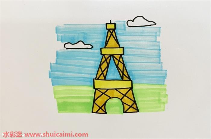 巴黎铁塔怎么画 巴黎铁塔简笔画彩色