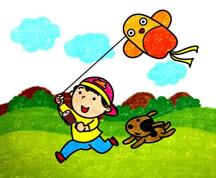 放风筝简笔画 放风筝简笔画儿童画