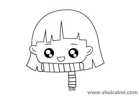 开心的小女孩儿童简笔画