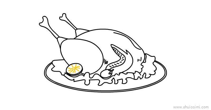 火鸡美食儿童画怎么画 火鸡美食简笔画简单