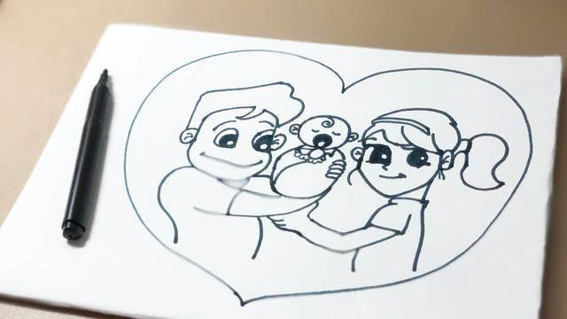 一家三口简笔画 一家三口简笔画图片