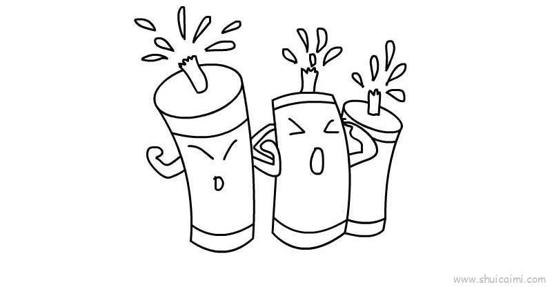 放烟花儿童画怎么画 放烟花简笔画好看