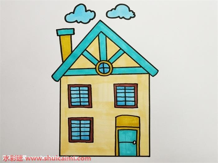 二层楼房怎么画 二层楼房简笔画简单好看带颜色