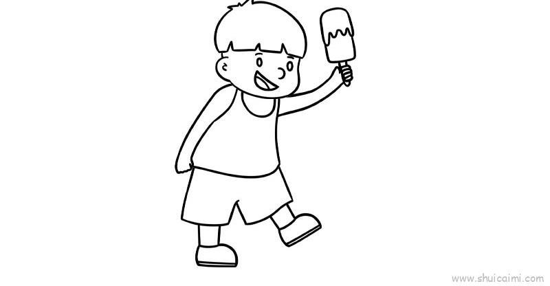 吃冰棍儿童画怎么画 吃冰棍简笔画顺序