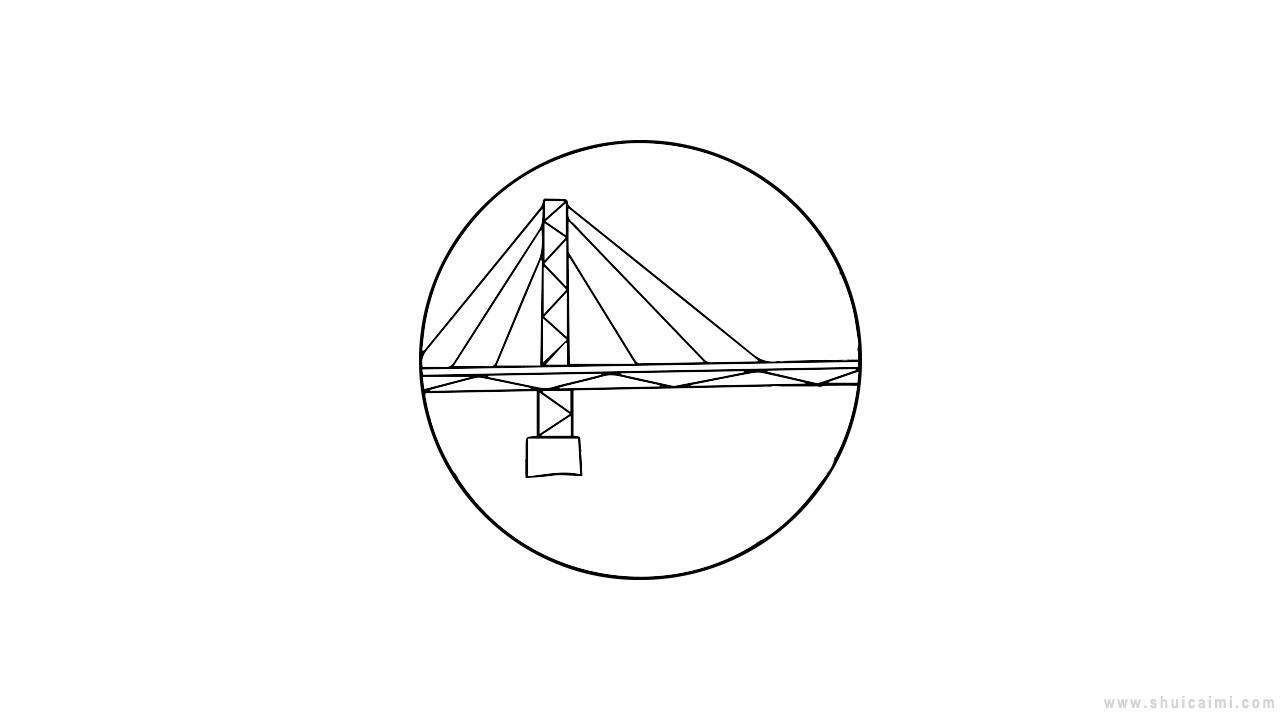 斜拉桥简笔画怎么画 斜拉桥简笔画图片大全