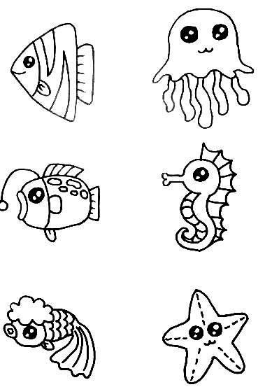 海洋简笔画 海洋简笔画图片带颜色