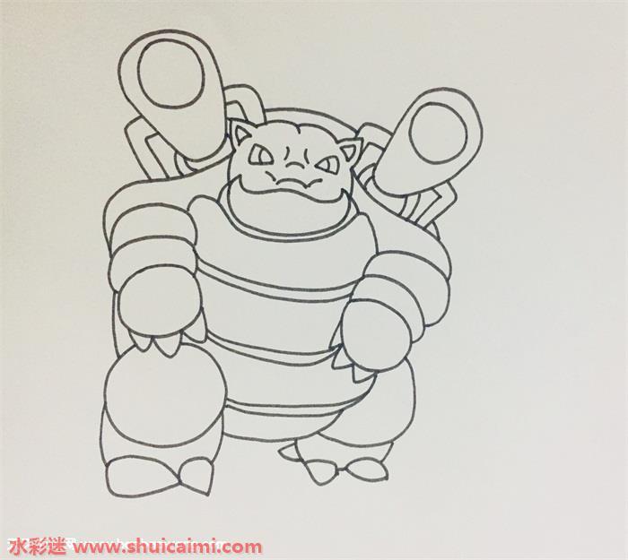 水箭龟怎么画 水箭龟简笔画步骤图