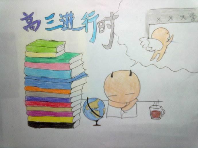 高三拼搏励志简笔画 高三拼搏励志图片