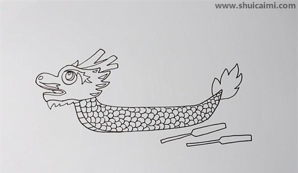 龙舟简笔画怎么画 龙舟简笔画步骤